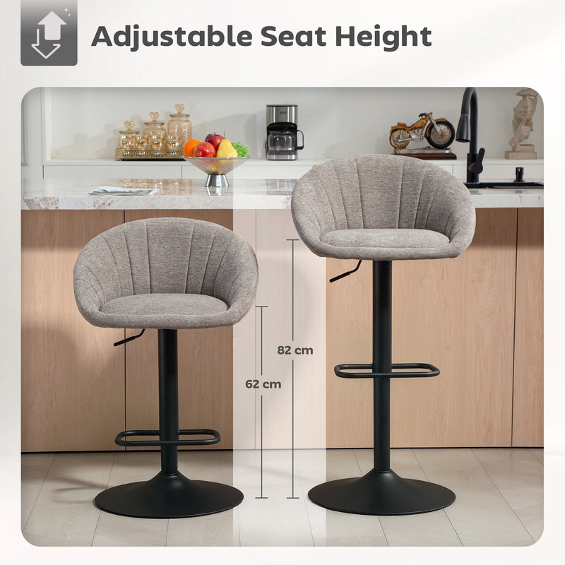 HOMCOM Set of Two Relaxed Tub Bar Stools - Grey
