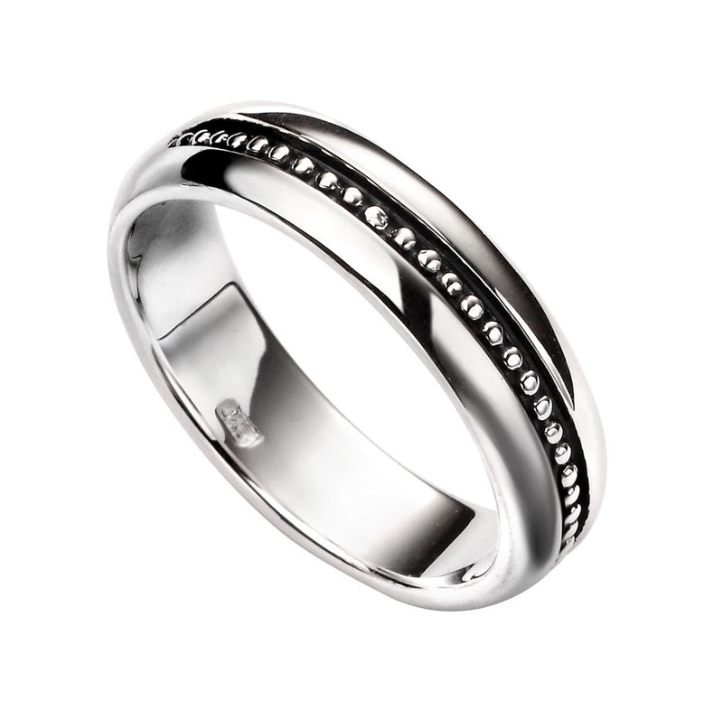 Beginnings Oxidised Inset Pattern Ring