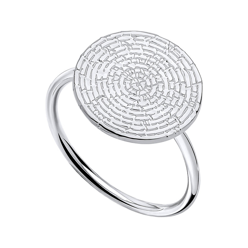 Beginnings Ripple Texture Round Disc Ring