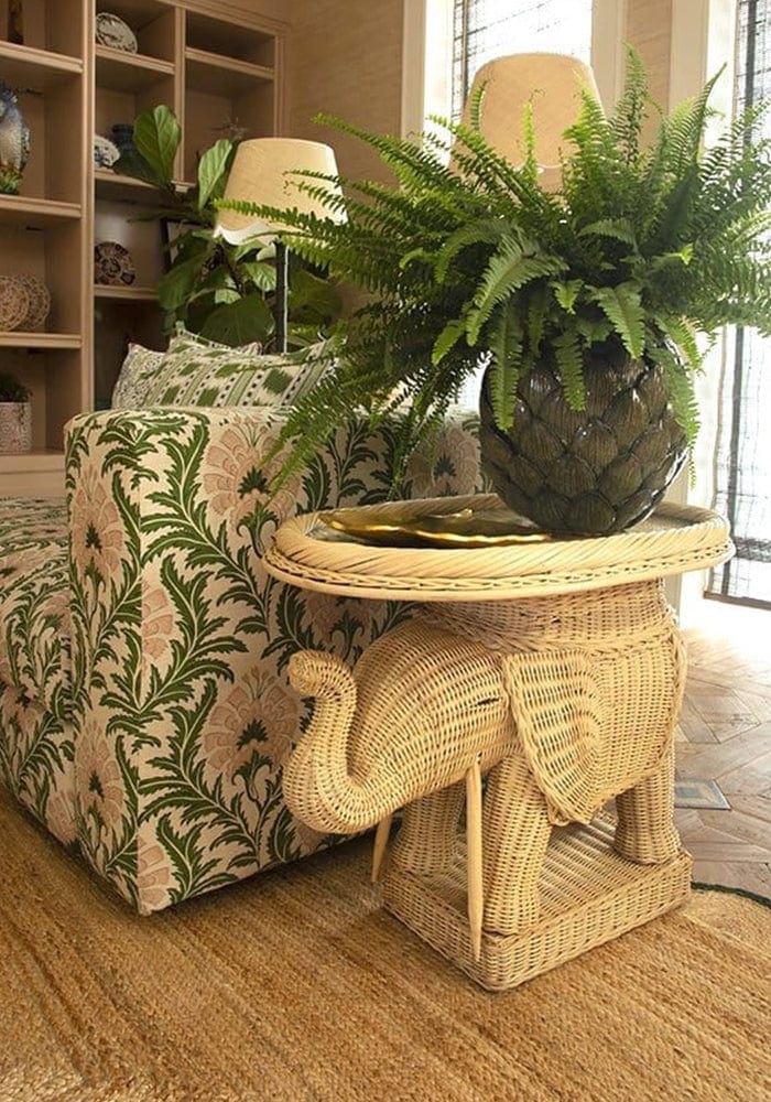 Rattan Elephant Side Table