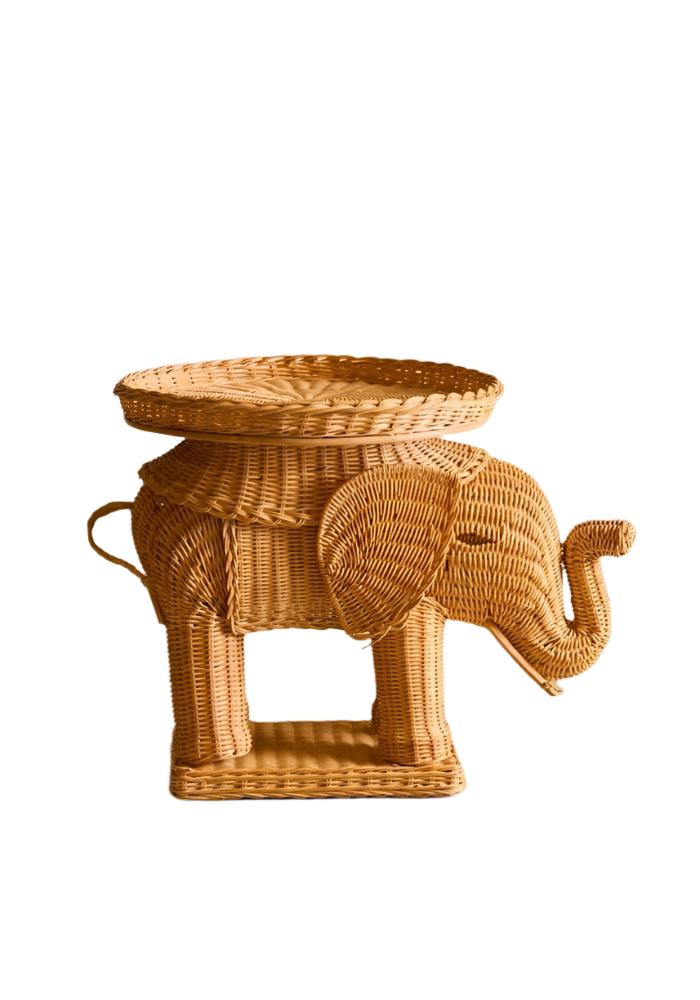Rattan Elephant Side Table