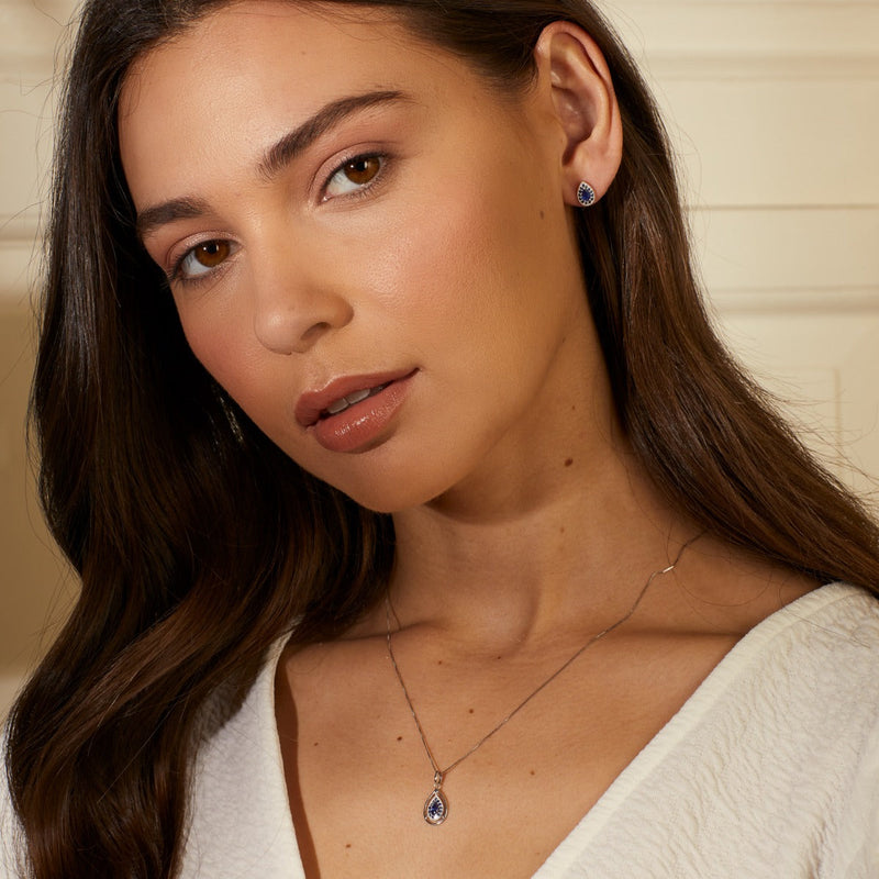 Elements Gold Teardrop Earrings with Precious Stone