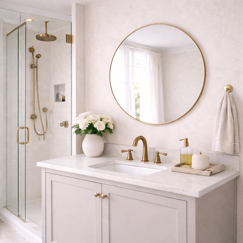 Rei - Round Gold Metal Circle Mirror - 70cm x 70cm