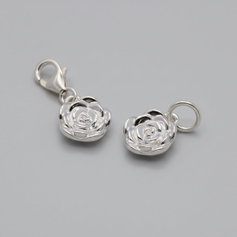 Rose Flower Personalised  Silver Charm
