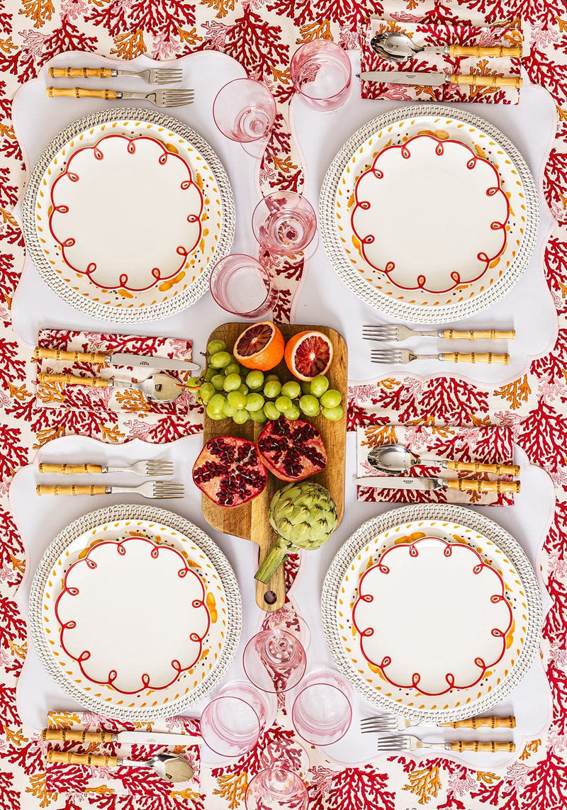 Rosy Red Scalloped Dessert Plate - Set of 4