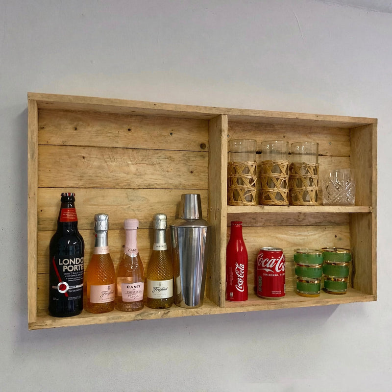 Rustic Wooden Bar Wall Mounted Shelving Unit