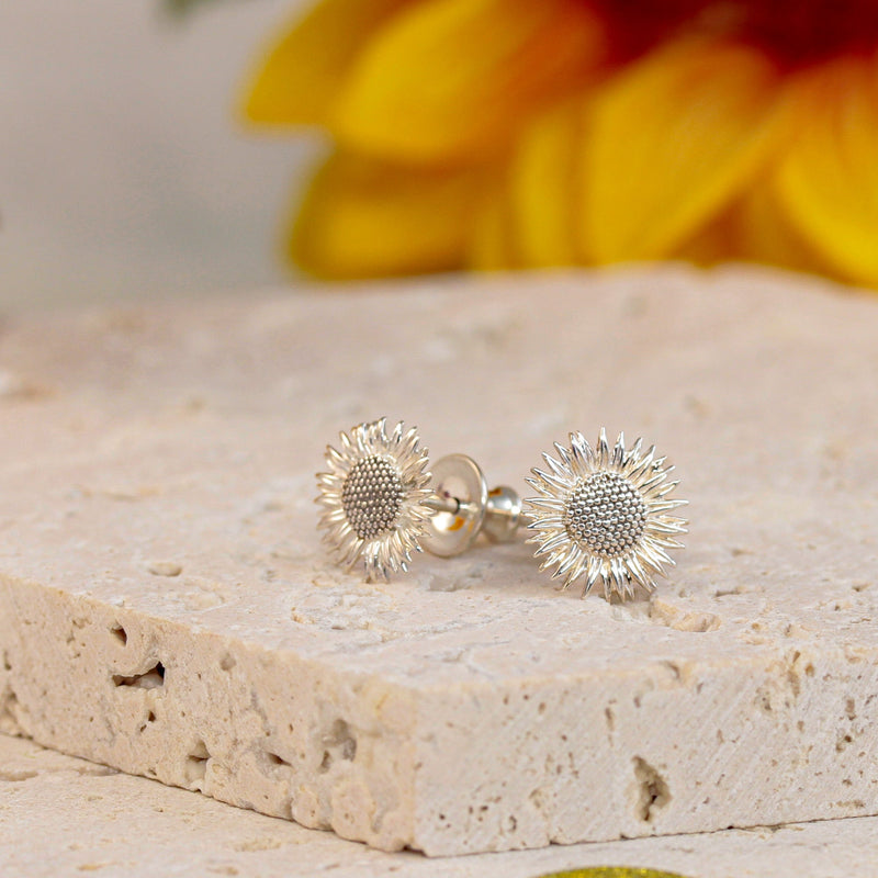 Sunflower Silver Stud Earrings