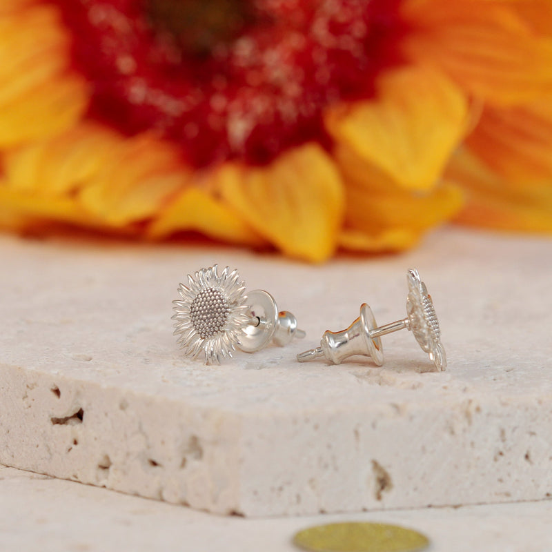 Sunflower Silver Stud Earrings
