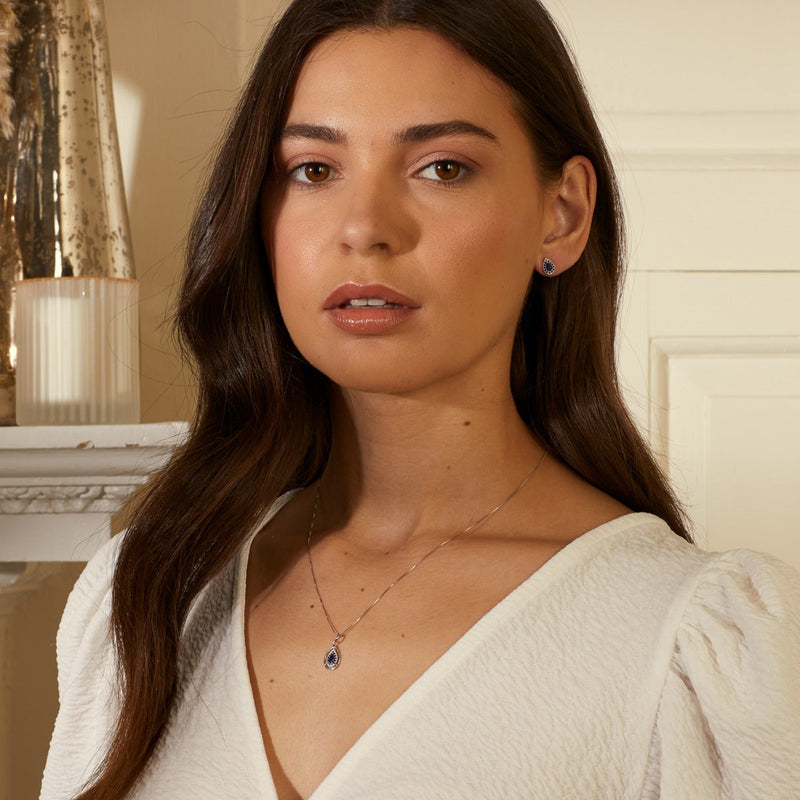 Elements Gold Cut Out Teardrop Pendant with Precious Stone