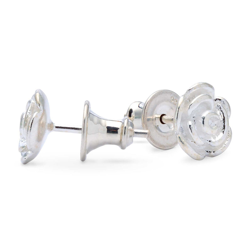 Rose Flower Silver Stud Earrings