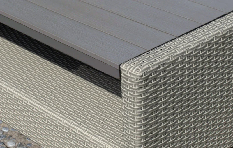 Stockholm Rattan Grey 4 Seater Garden Chaise Lounge & Armchair Set