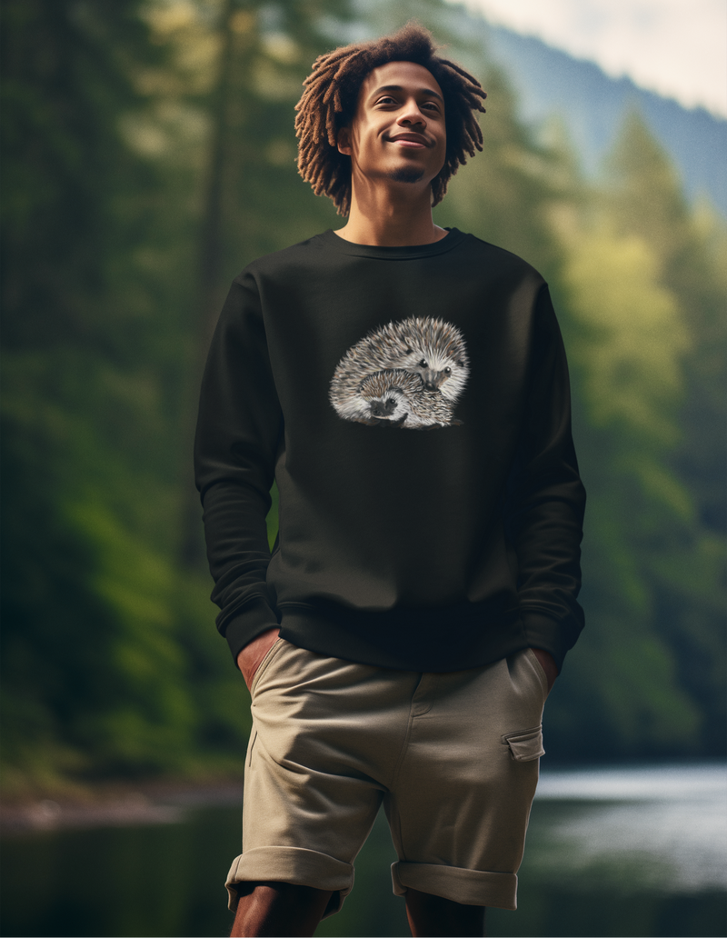 Adult Hedgehog and Baby Hog Organic Sweatshirt