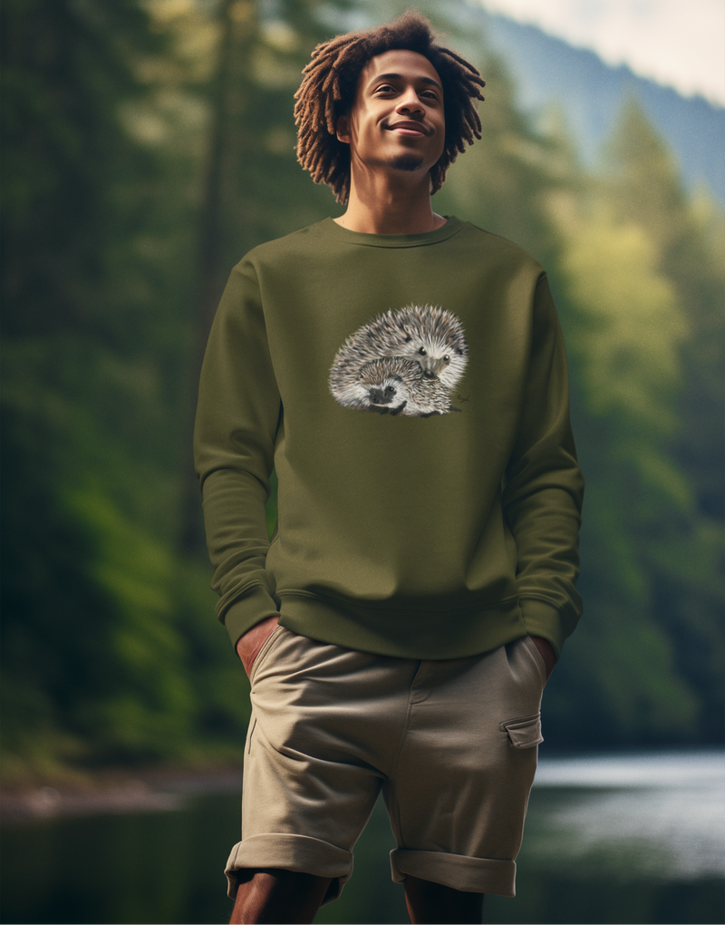Adult Hedgehog and Baby Hog Organic Sweatshirt