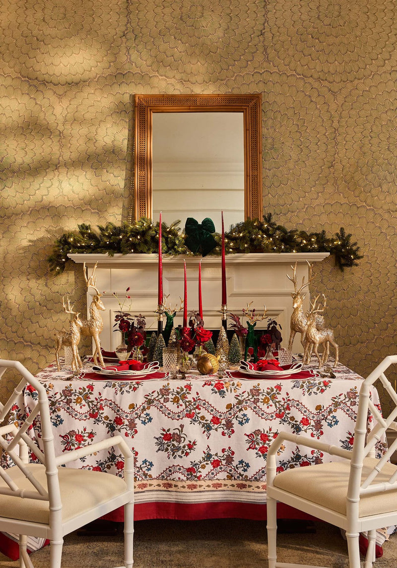 Sommerset Scroll Red Cotton Tablecloth