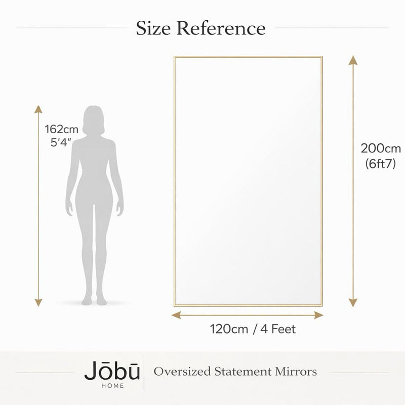 Takara - Full Length Black Metal Rectangle Mirror - 200cm x 120cm