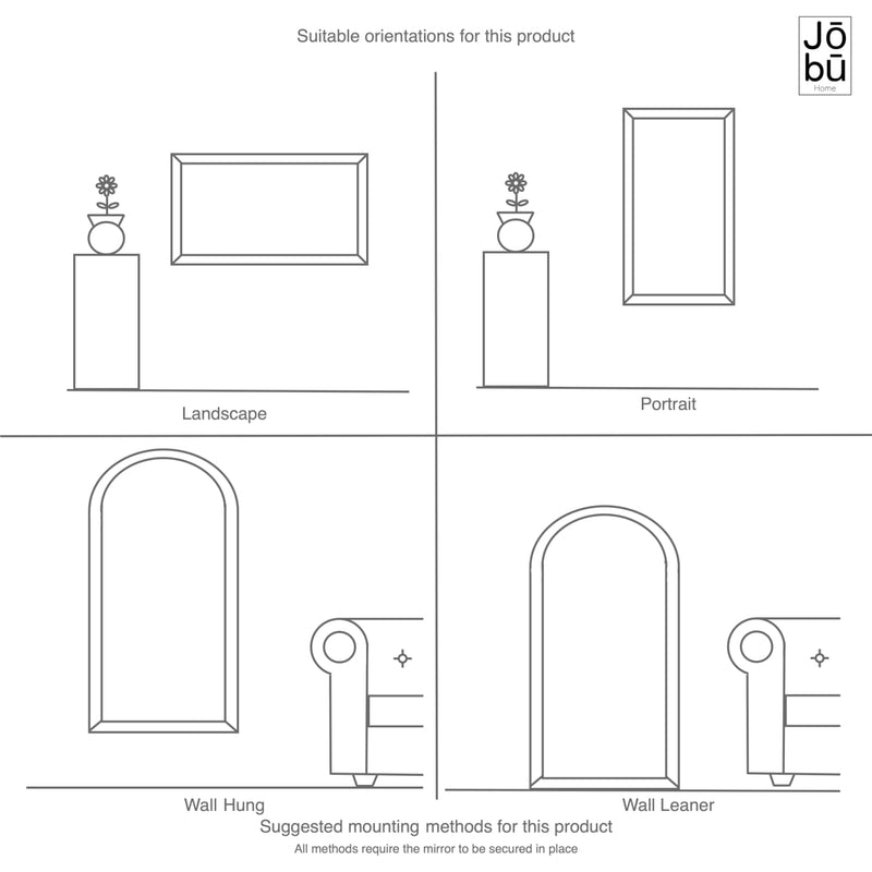 Takara - Full Length Gold Metal Rectangle Mirror - 150cm x 60cm