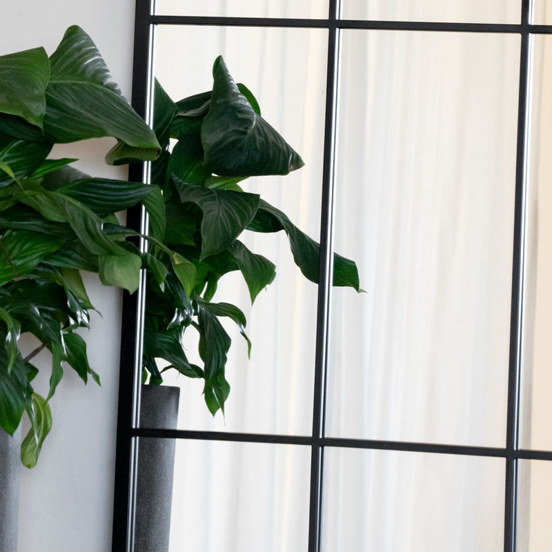 Tomi- Full Length Black Metal Arched Lattice Window Mirror - 200cm x 120cm