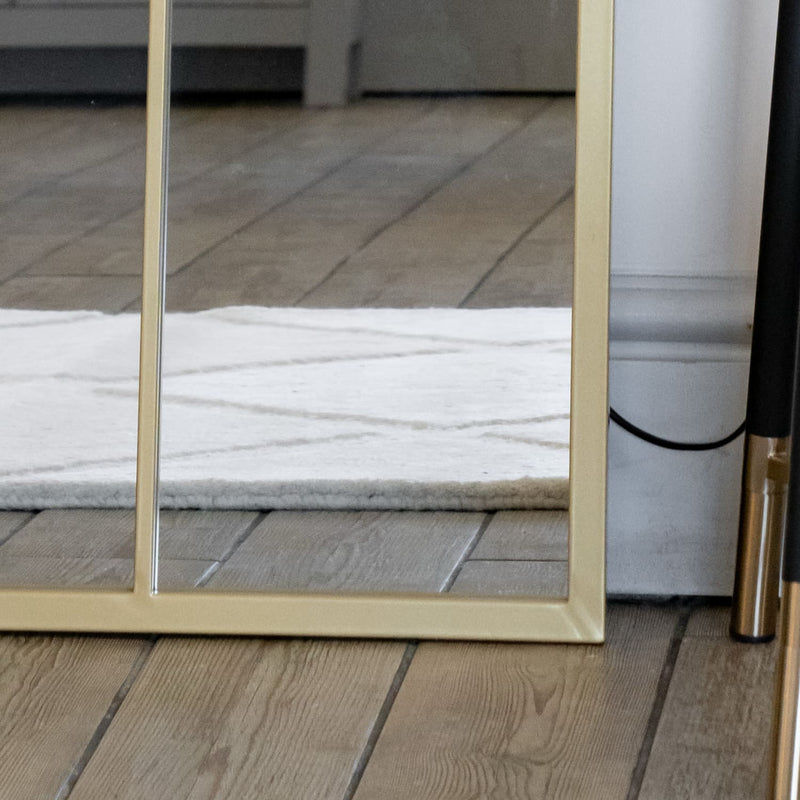 Tomi - Full Length Gold Metal Arched Lattice Window Mirror - 200cm x 120cm