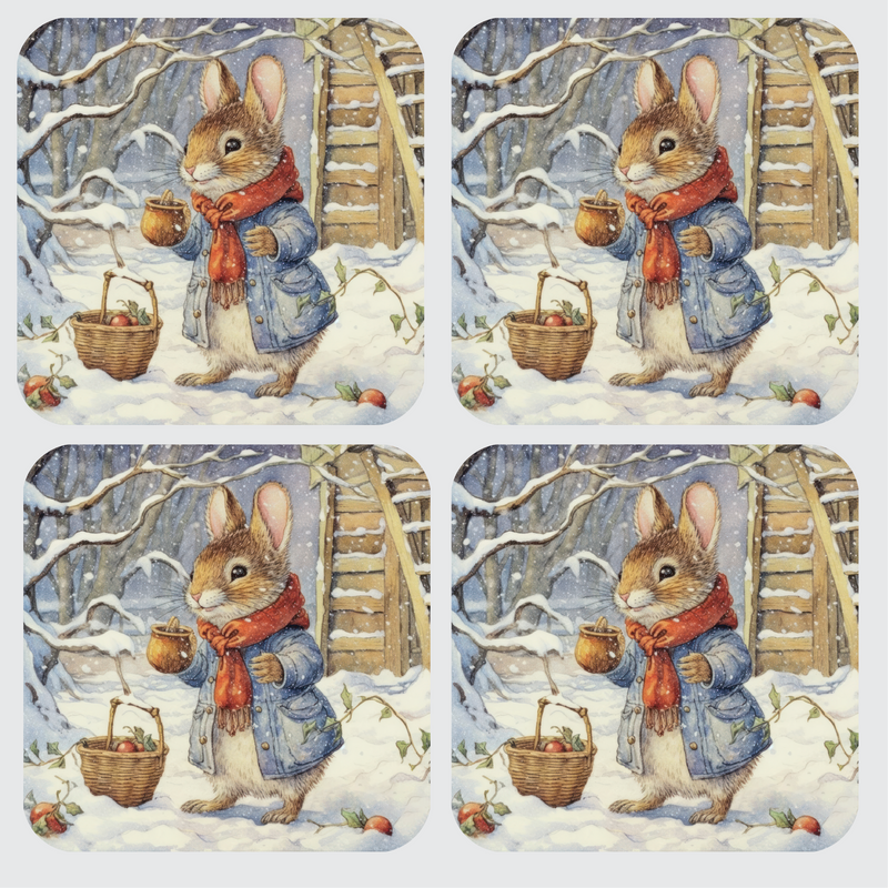 Set of 4 Victorian Squirrel Coasters
