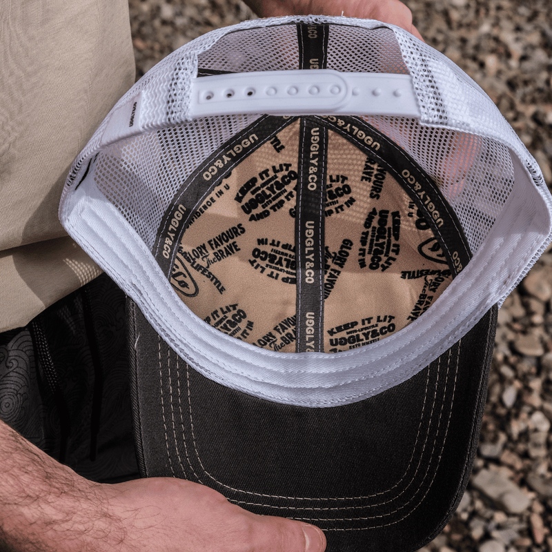 Beige Surf Diamond Trucker Hat