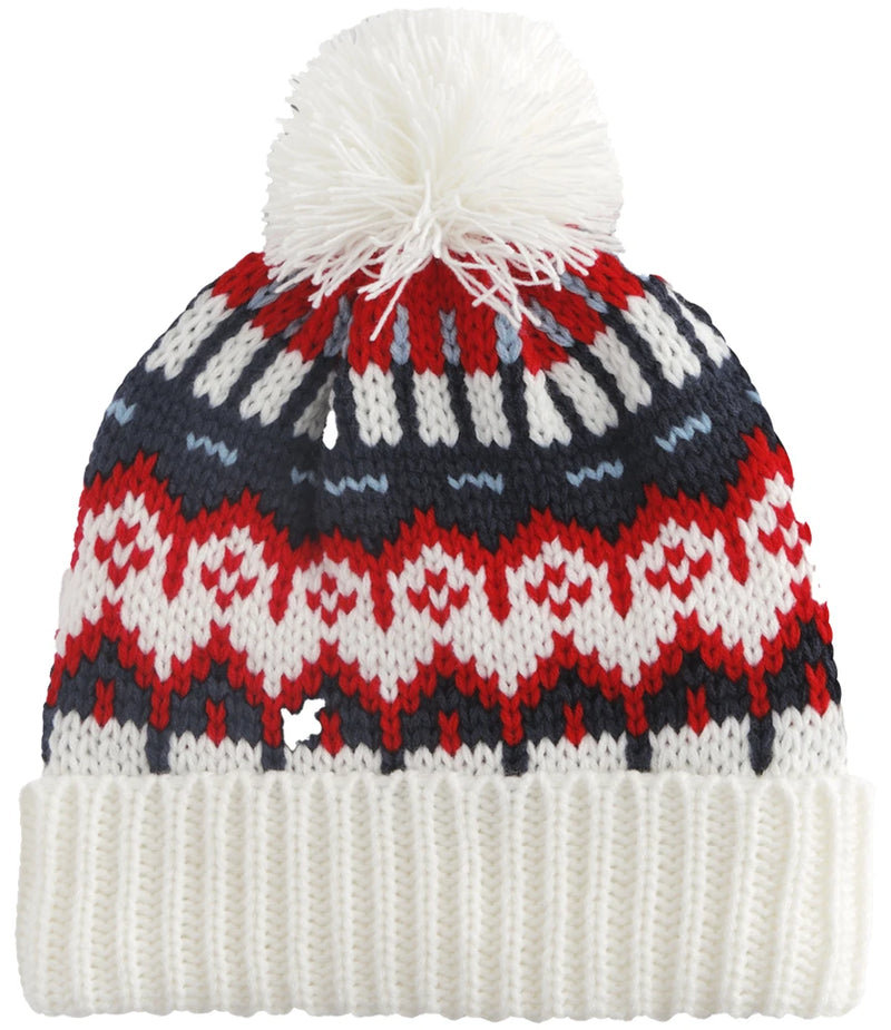 White Retro Ski Beanie