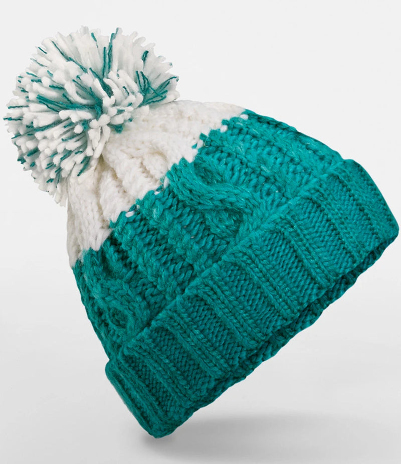 White and Emerald Beanie