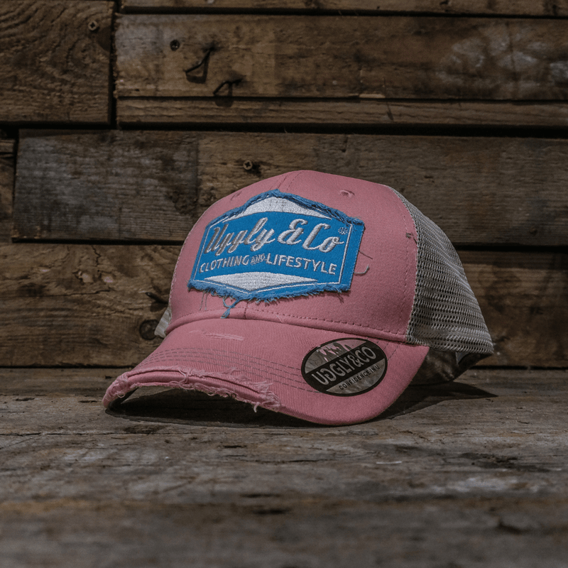 Pastel Pink & Blue Diamond Trucker Hat