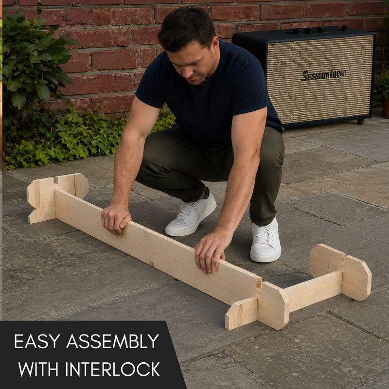 Rustic Wooden Interlock Corner Bar - 110cm High