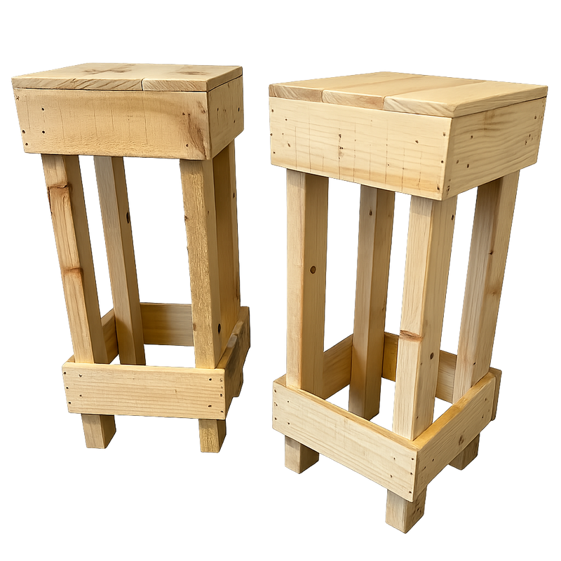 Rustic Wooden Bar + Bar Stools + Shelving Unit