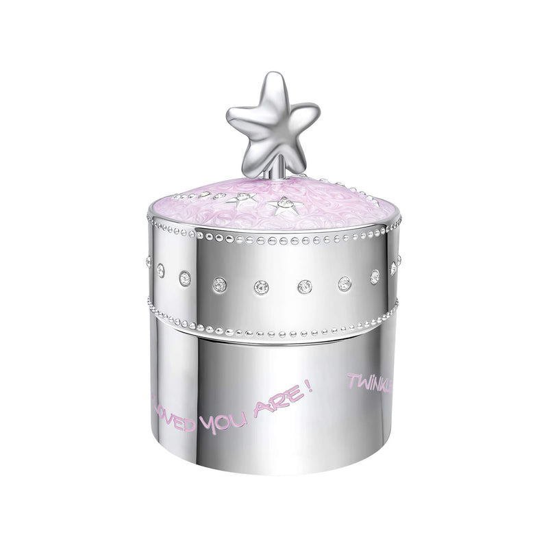 D For Diamond Pink Star Music Trinket Box with Crystal