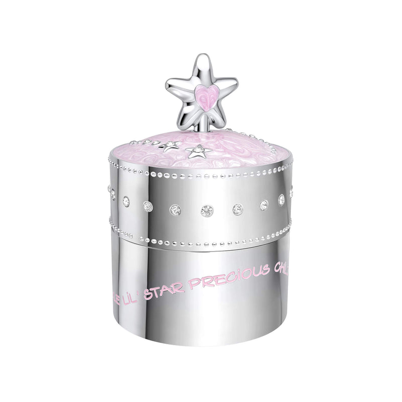 D For Diamond Pink Star Music Trinket Box with Crystal