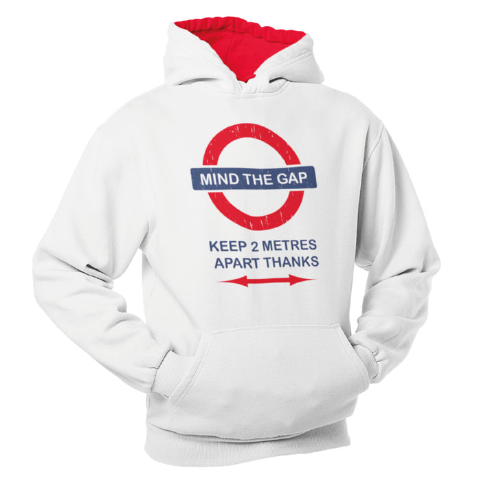 Mind The Gap, Keep 2 Metres Away, Train Humour Hoodie