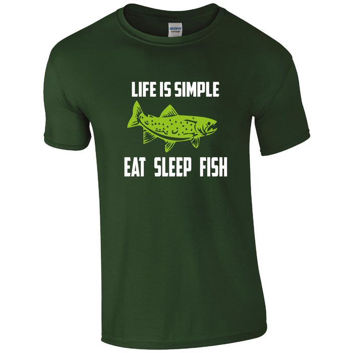 Life is Simple, Eat Sleep Fish, Fishing Humour T-shirt