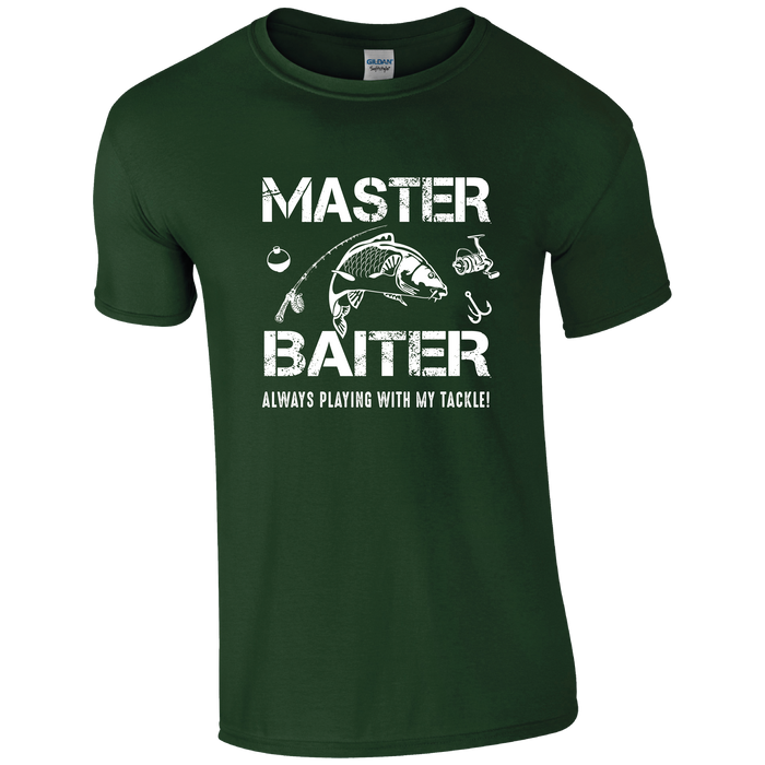 Master Baiter, Always Playing with my tackle, Fishing Humour T-shirt