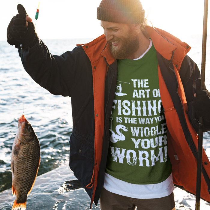 The art of fishing is the way you wiggle your worm,Fishing Humour Hoodie/sweatshirt