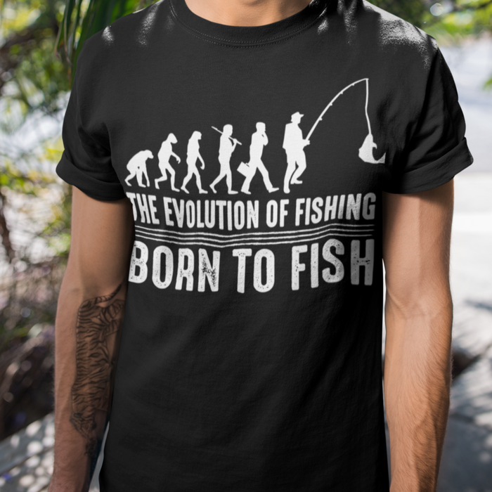 The Evolution of Fishing, Born to Fish Humour T-shirt